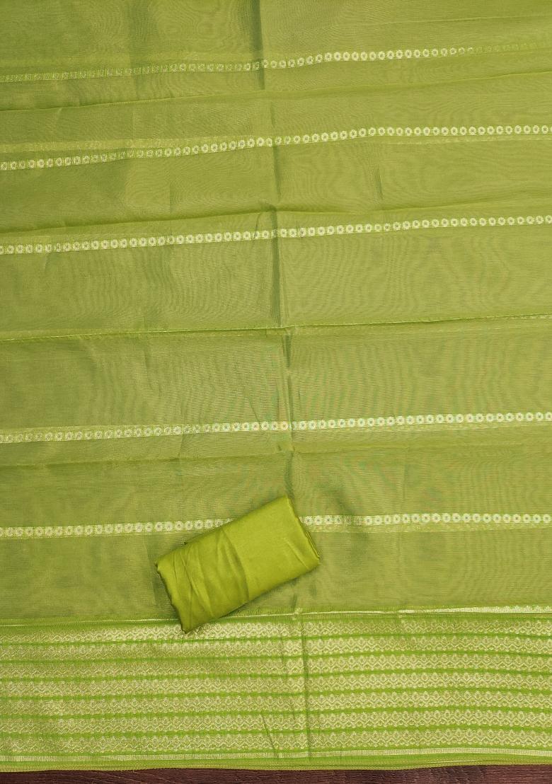 Mehandi Embroidered Jacquard Dress Material