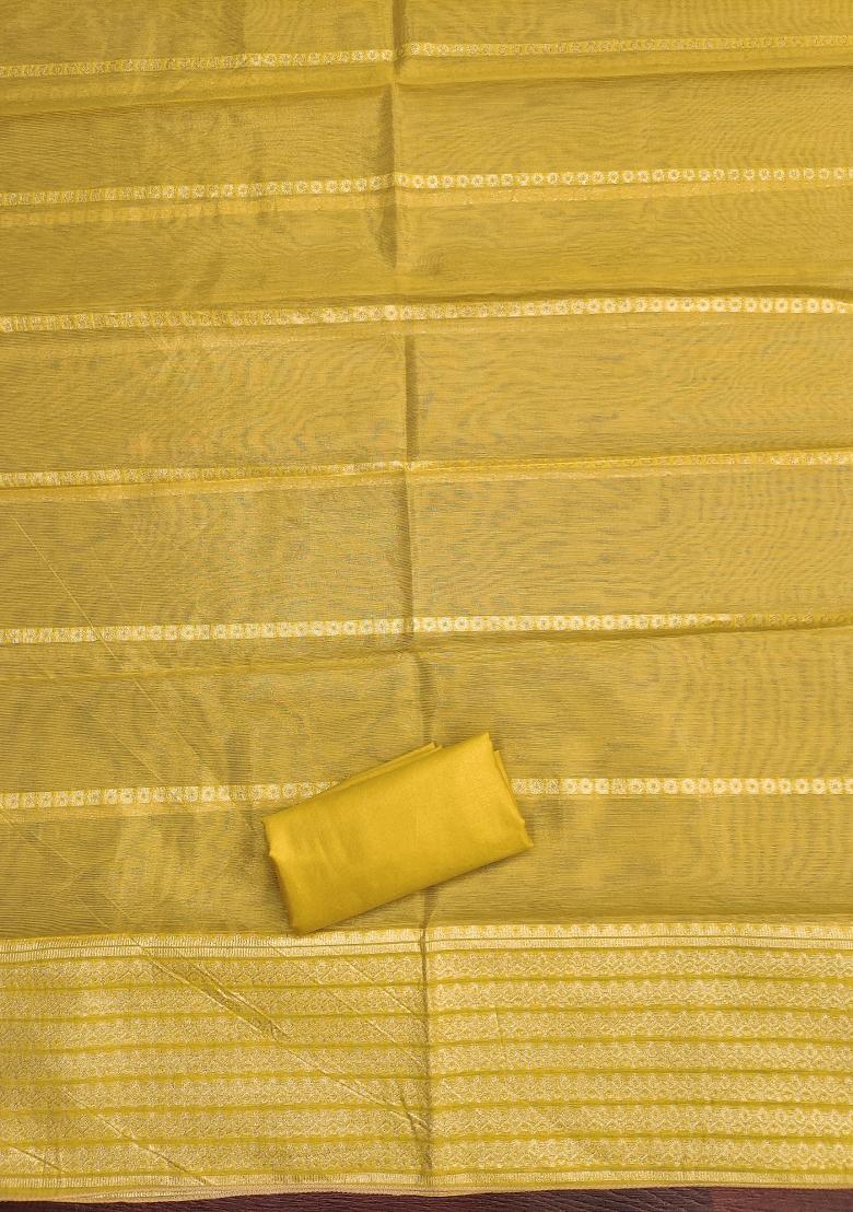 Yellow Embroidered Jacquard Dress Material