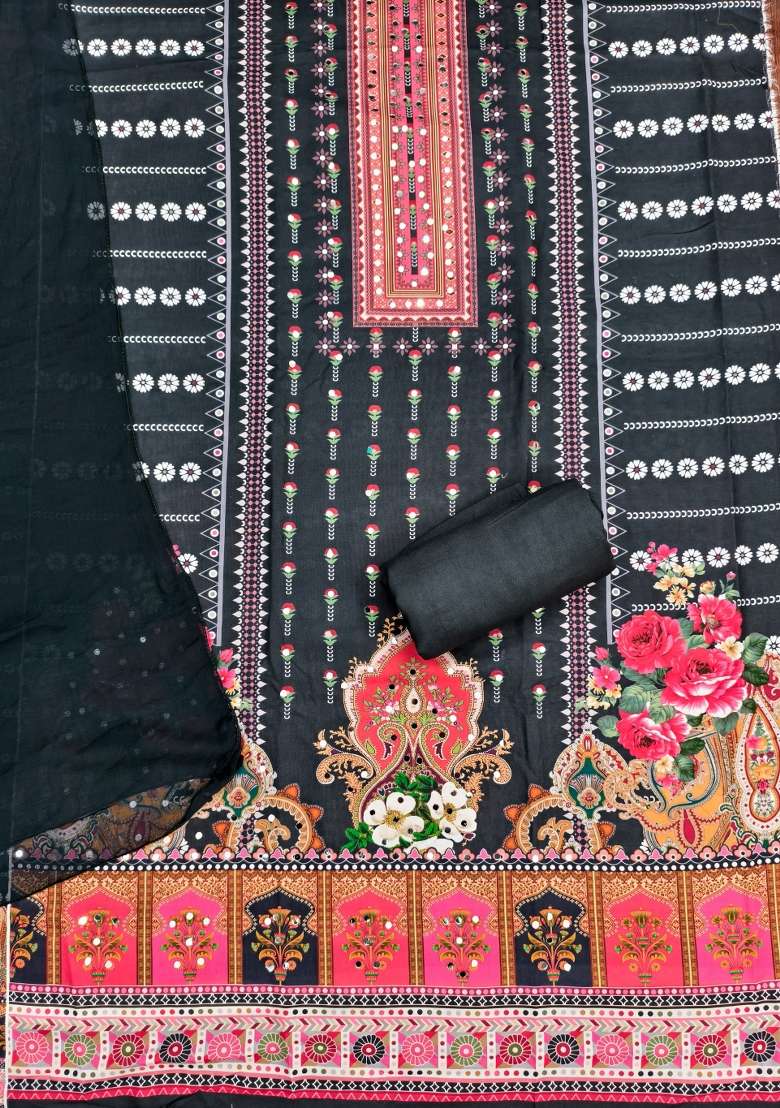 Multicolor Embroidered Blended Pakistani Suit Set - Indya
