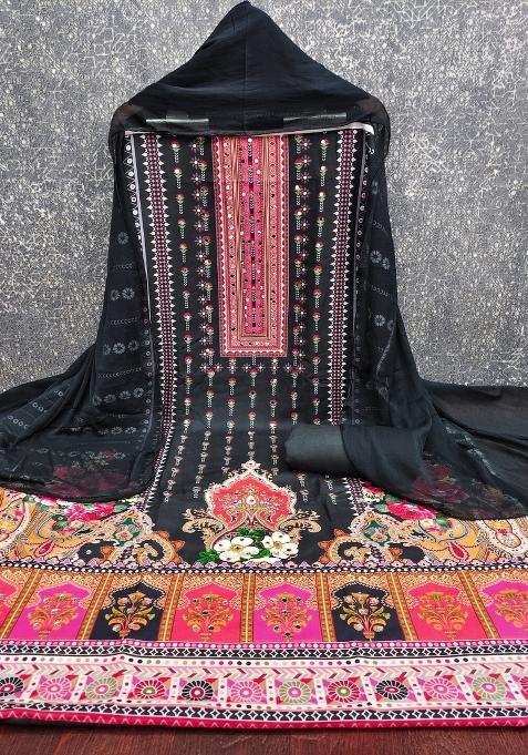 Multicolor Embroidered Blended Pakistani Suit Set
