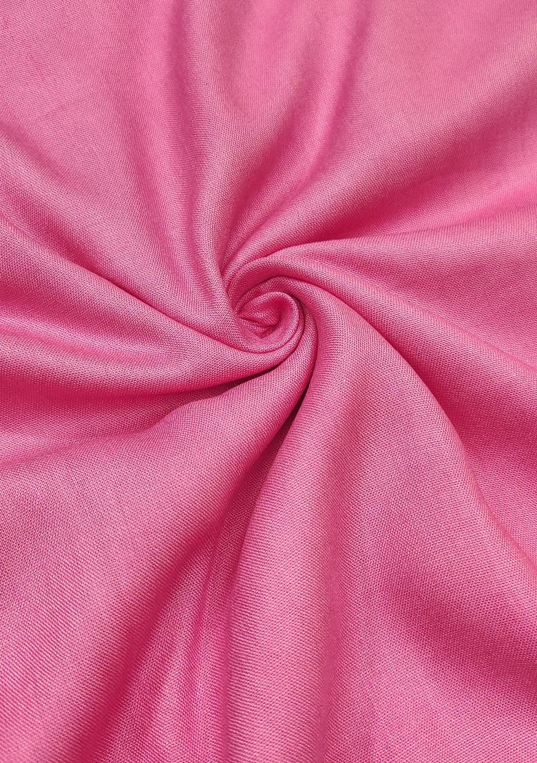 Pink Embroidered Cotton Blend Dress Material - Indya