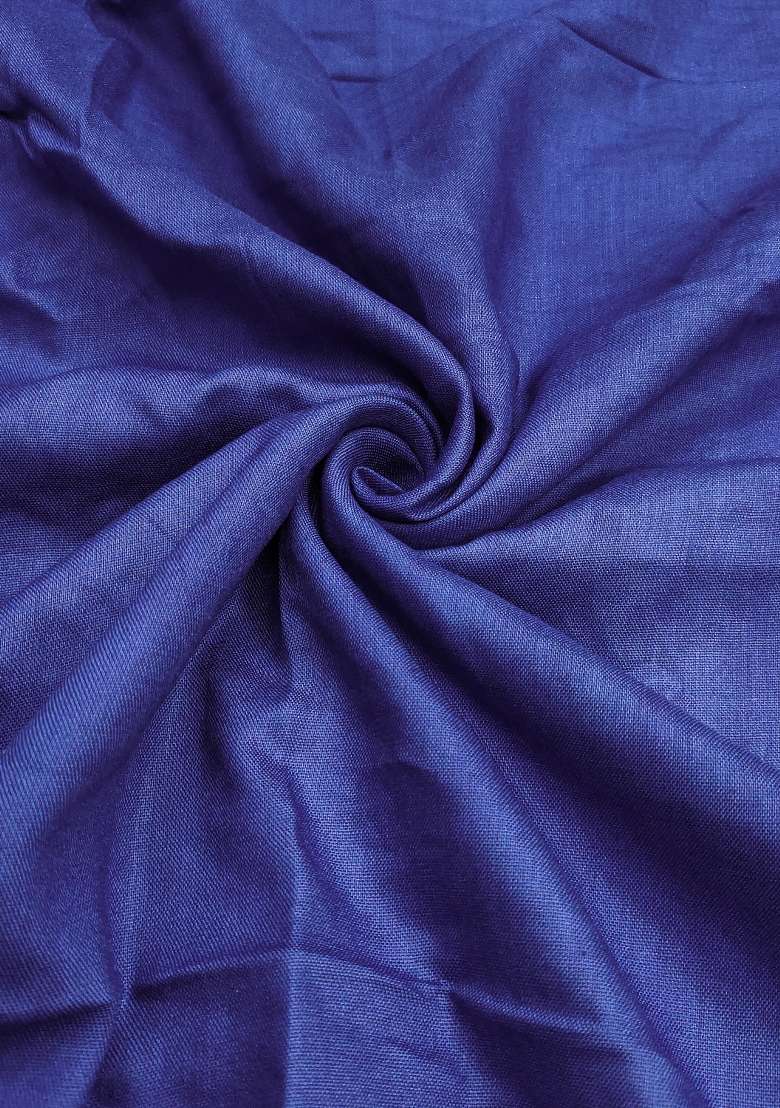Royal Blue Embroidered Silk Dress Material - Indya