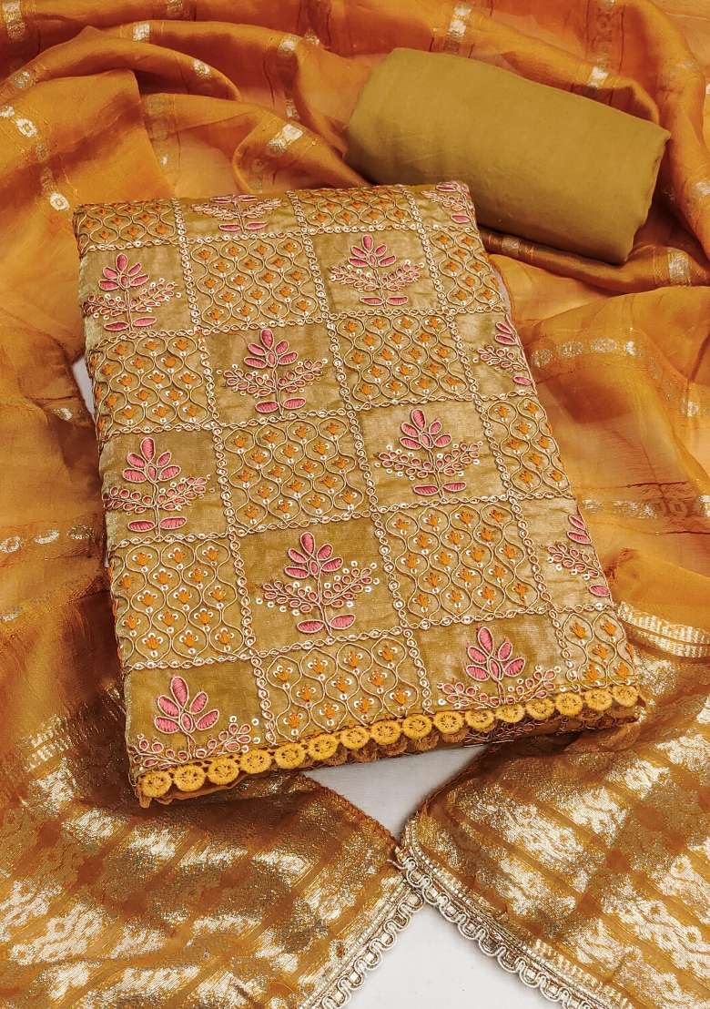 Mustard Bandhani Silk Blend Punjabi Suit - Indya