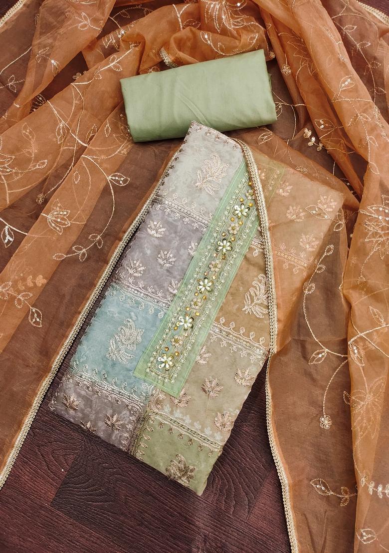 Multicolor Embroidered Viscose Dress Material