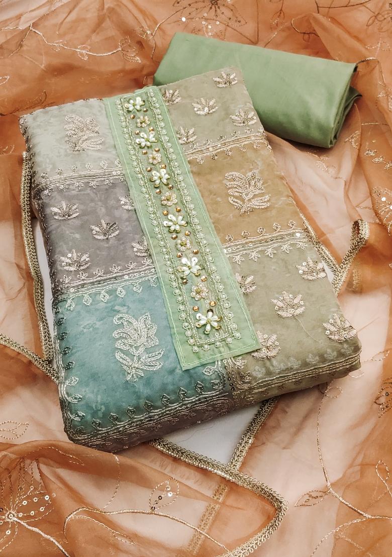 Multicolor Embroidered Viscose Dress Material