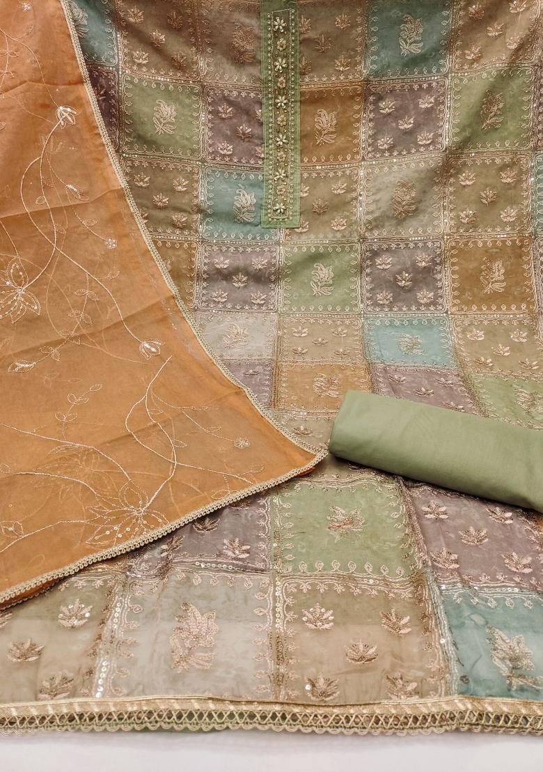 Multicolor Embroidered Viscose Dress Material