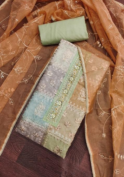 Multicolor Embroidered Viscose Dress Material