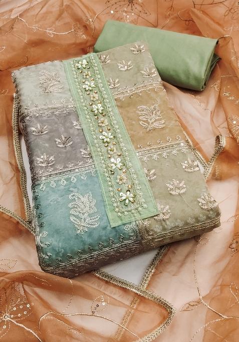 Multicolor Embroidered Viscose Dress Material