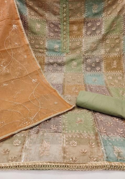 Multicolor Embroidered Viscose Dress Material