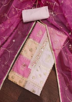 Multicolor Embroidered Viscose Dress Material