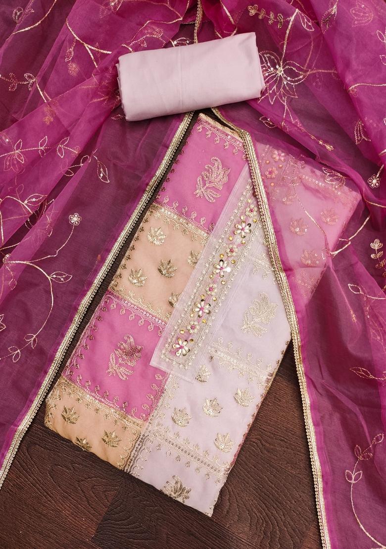 Multicolor Embroidered Viscose Dress Material