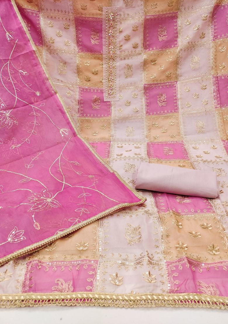 Multicolor Embroidered Viscose Dress Material