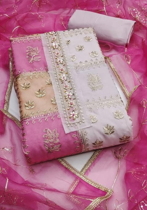 Multicolor Embroidered Viscose Dress Material