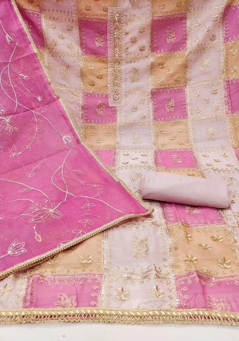 Multicolor Embroidered Viscose Dress Material