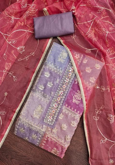 Multicolor Embroidered Viscose Dress Material