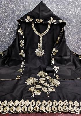 Black Embroidered Cotton Blend Dress Material