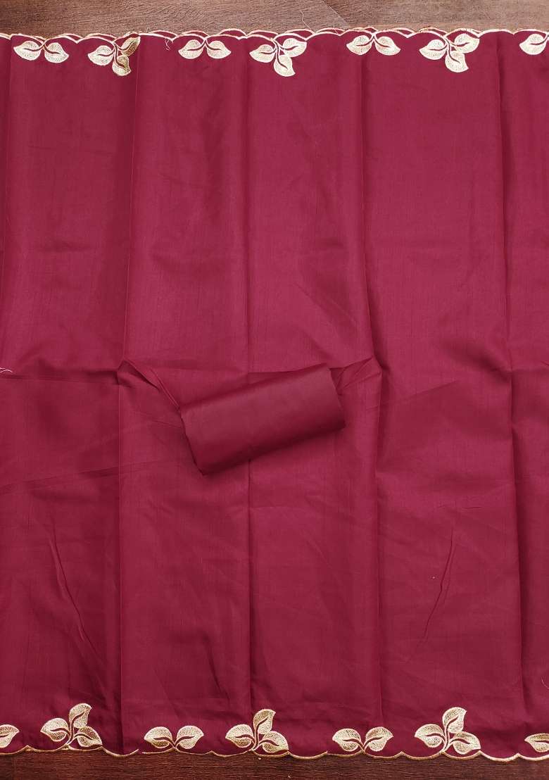 Maroon Embroidered Blended Kurta - Indya