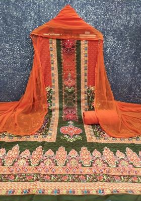 Multicolor Embroidered Rayon Dress Material