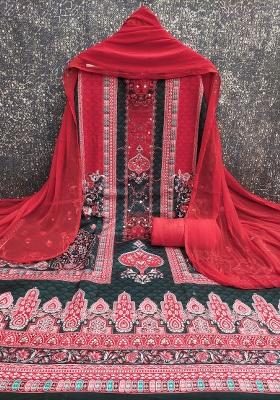 Multicolor Embroidered Rayon Dress Material