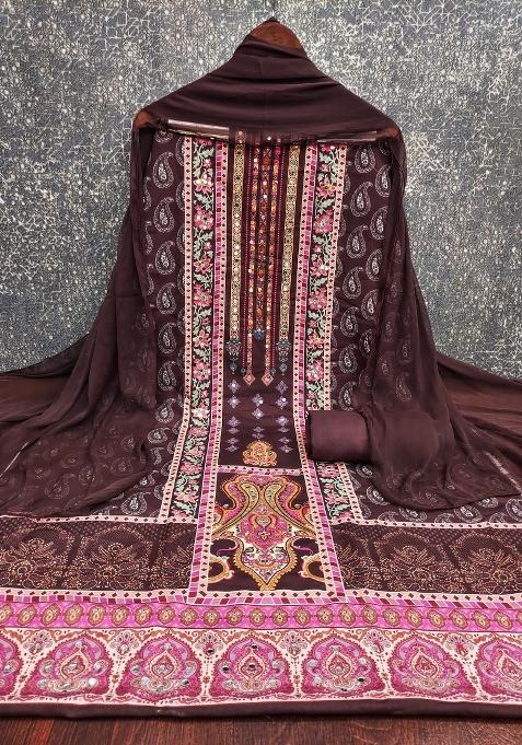 Multicolor Embroidered Rayon Dress Material