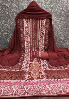 Multicolor Embroidered Rayon Dress Material