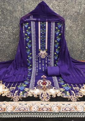 Multicolor Embroidered Rayon Dress Material