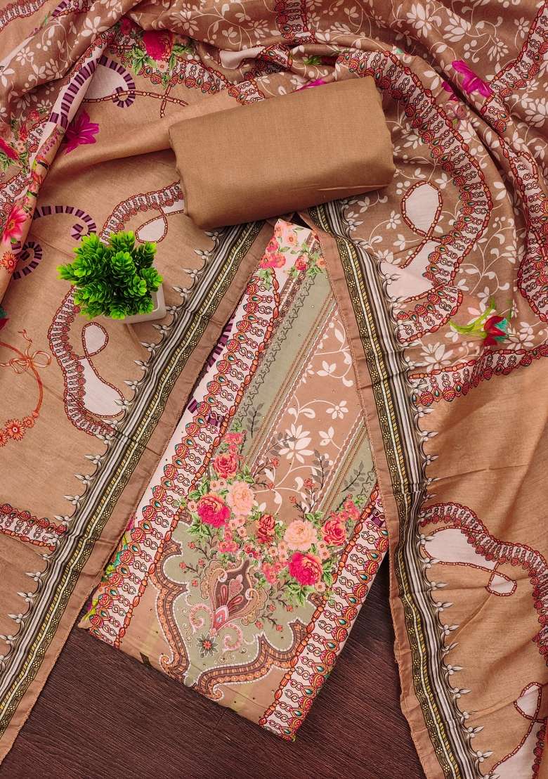 Multicolor Embroidered Blended Pakistani Suit Set - Indya