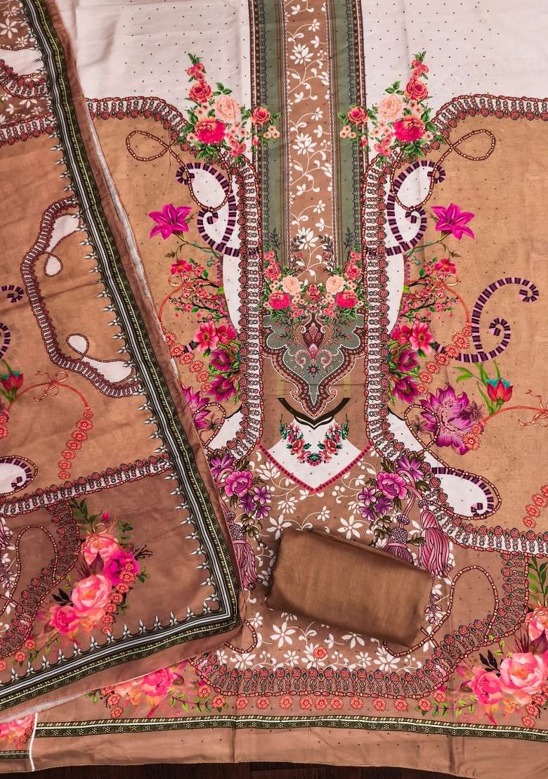 Multicolor Embroidered Blended Pakistani Suit Set - Indya