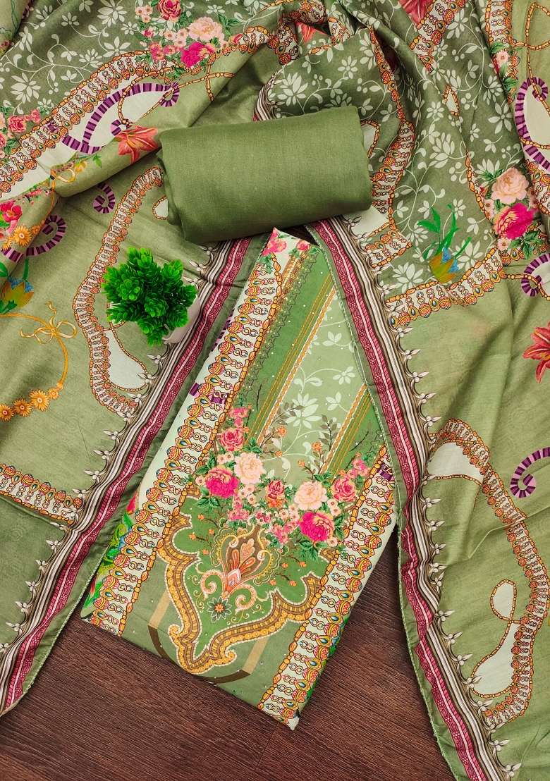 Multicolor Striped Blended Pakistani Suit Set - Indya