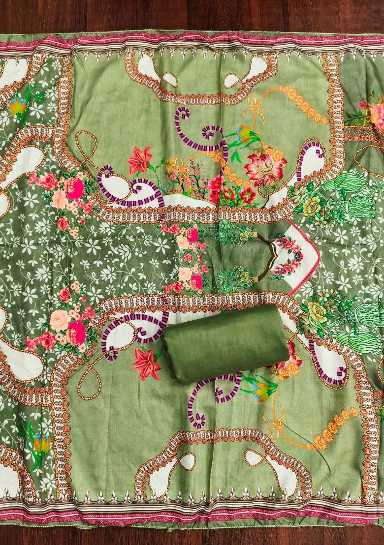 Multicolor Striped Blended Pakistani Suit Set - Indya