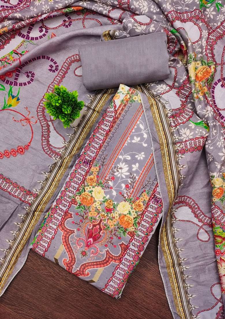 Multicolor Printed Blended Pakistani Suit Set - Indya
