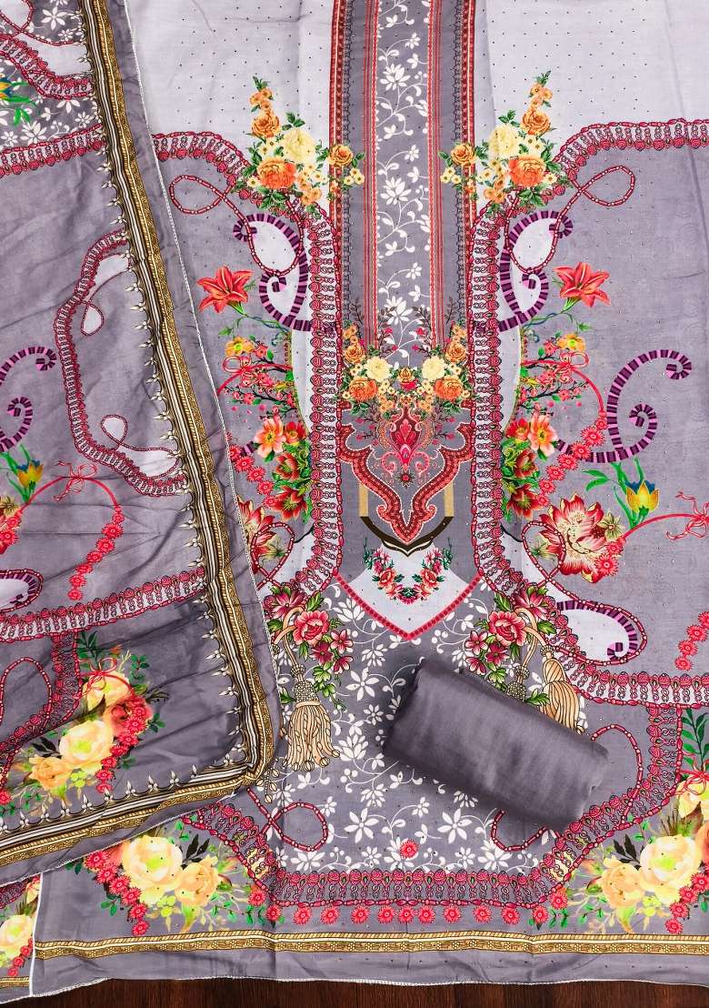 Multicolor Printed Blended Pakistani Suit Set - Indya