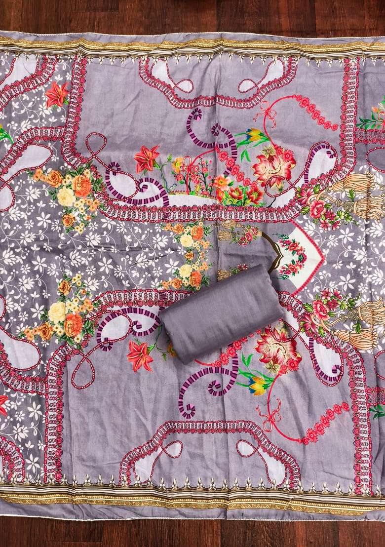 Multicolor Printed Blended Pakistani Suit Set - Indya