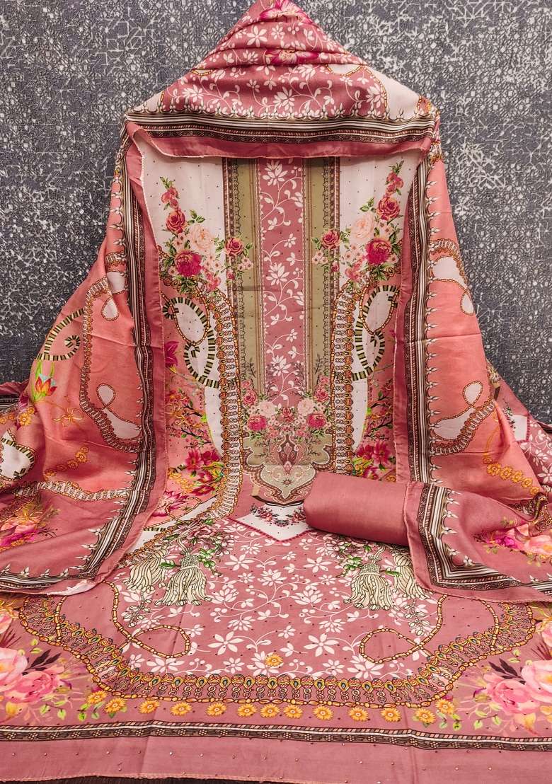 Multicolor Embroidered Blended Pakistani Suit Set - Indya