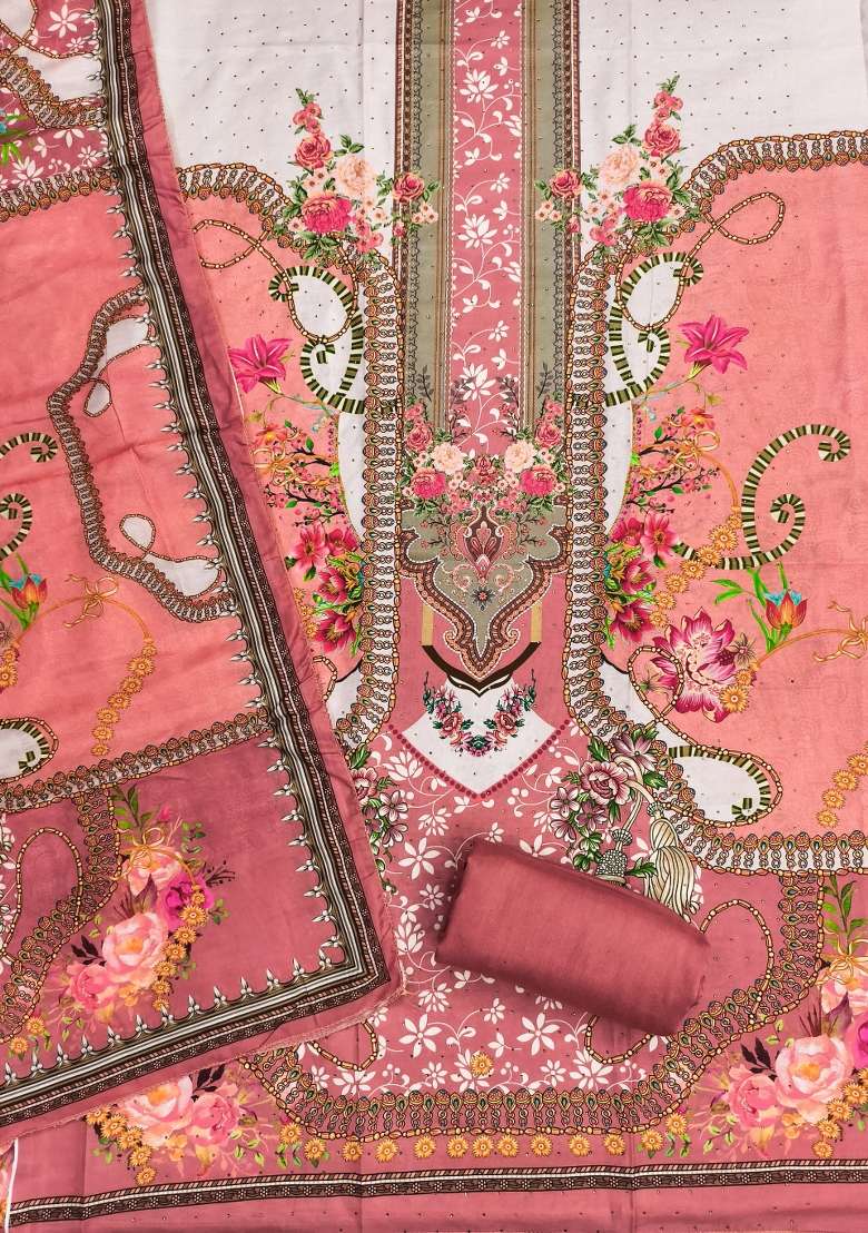 Multicolor Embroidered Blended Pakistani Suit Set - Indya