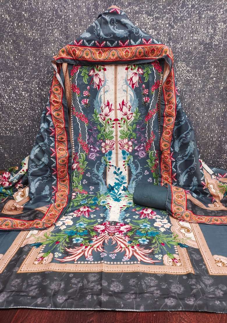 Multicolor Printed Blended Pakistani Suit Set - Indya