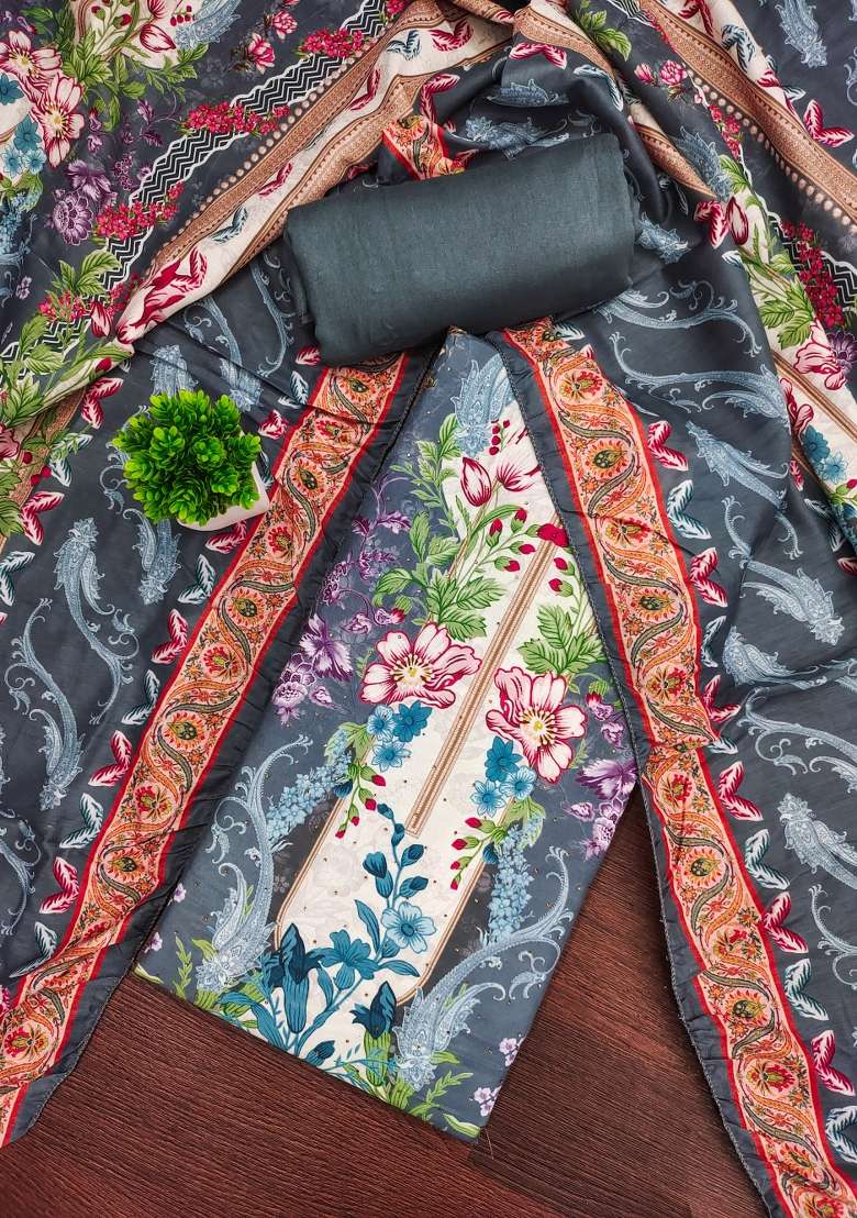 Multicolor Printed Blended Pakistani Suit Set - Indya