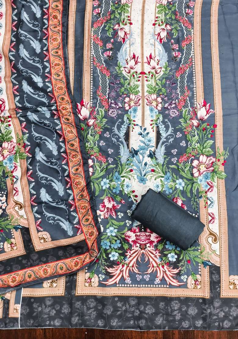 Multicolor Printed Blended Pakistani Suit Set - Indya