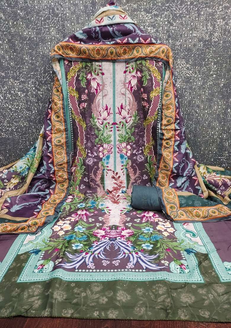Multicolor Printed Blended Pakistani Suit Set - Indya