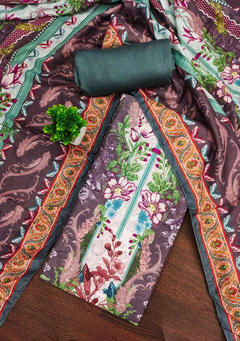 Multicolor Printed Blended Pakistani Suit Set - Indya