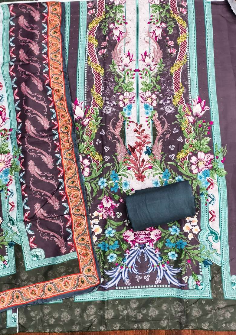 Multicolor Printed Blended Pakistani Suit Set - Indya