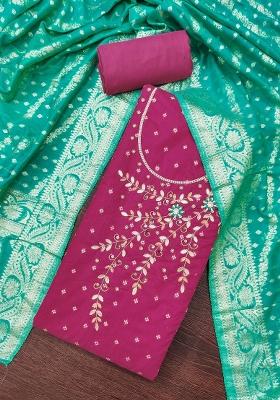 Pink Embroidered Modal Dress Material