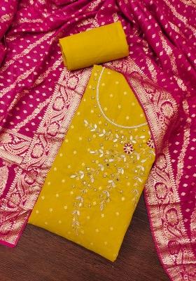 Light Green Embroidered Modal Dress Material