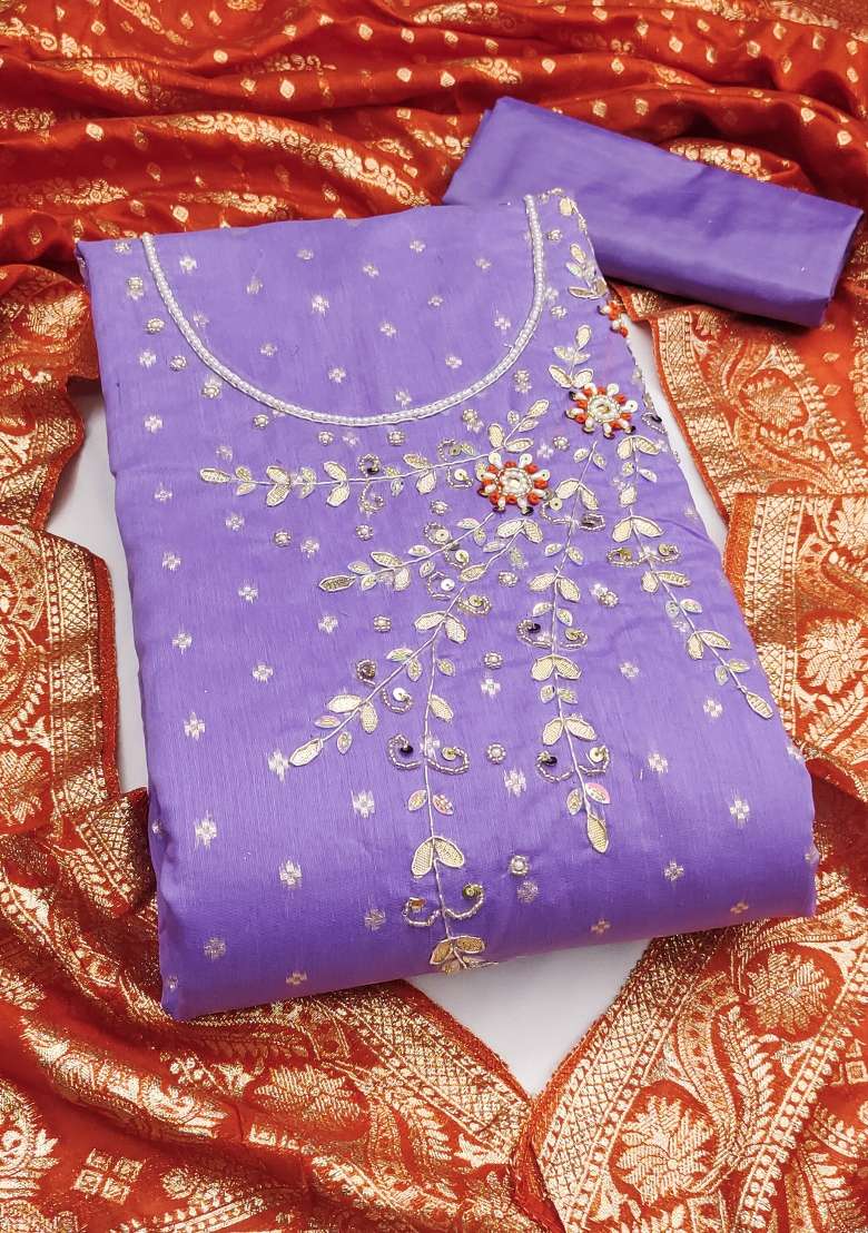 Purple Embellished Modal Straight Kurta Set - Indya