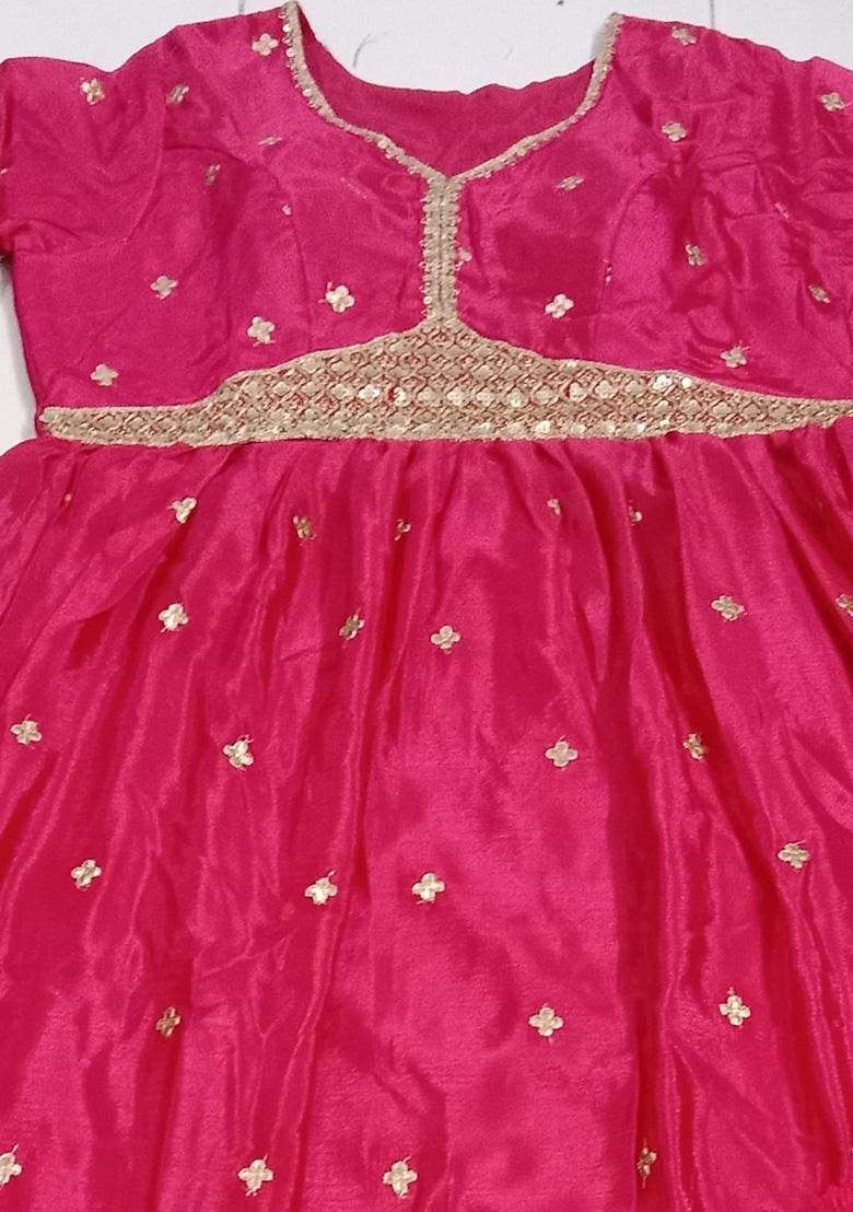 Pink Embroidered Silk Kurta With Dupatta - Indya