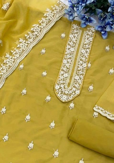 Yellow Embroidered Silk Salwar Kameez