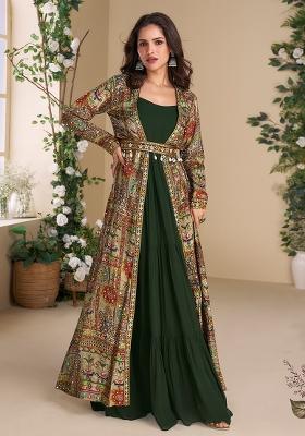 Green Embroidered Georgette Kurta Set
