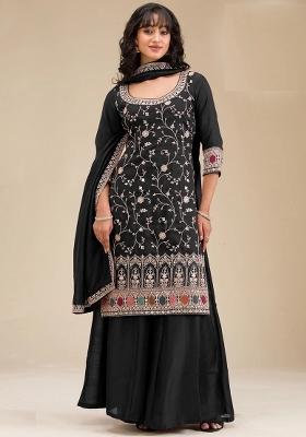 Black Embriodery Vichitra Salwar Set