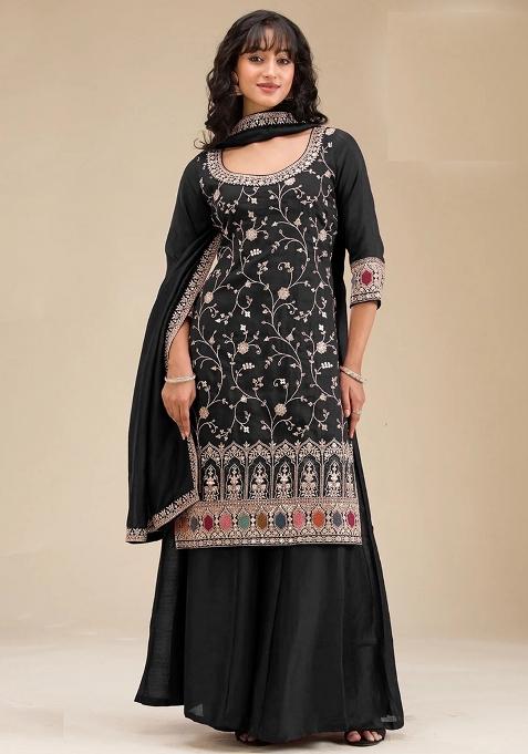 Green Embriodery Vichitra Salwar Set