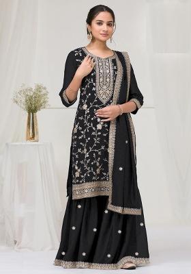 Black Embriodery Vichitra Salwar Set